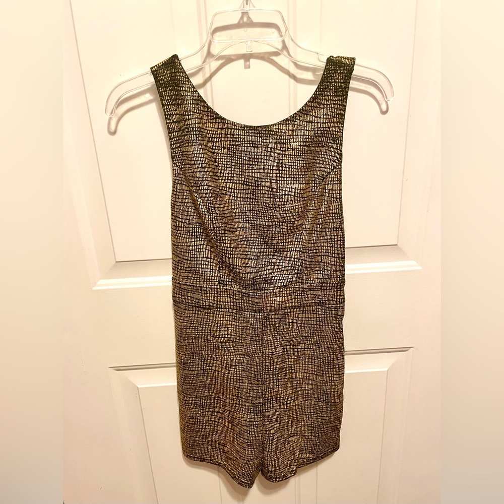 Aqua gold metallic foil twist back romper XS/S
